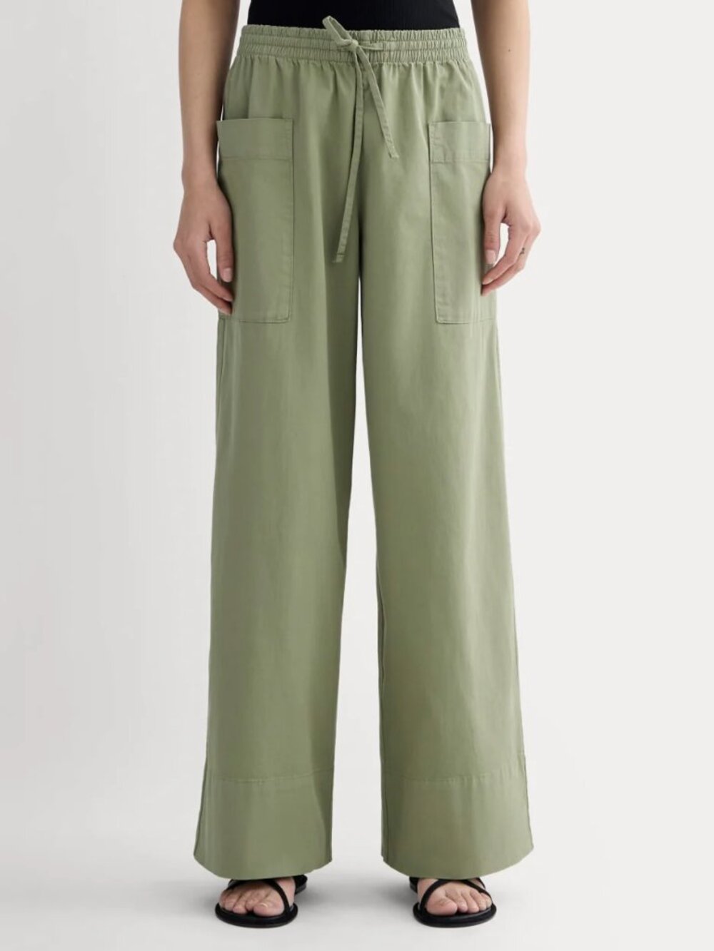 Everlane Wide Leg Cargo Easy Pant L Large NWT Oil Green - Picture 2 of 6
